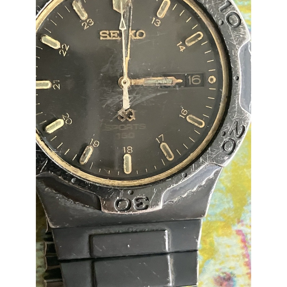Vintage Seiko SQ Sports 150 Two Tone Quartz Dive Watch 5H28-7080 Untested - Picture 3 of 6